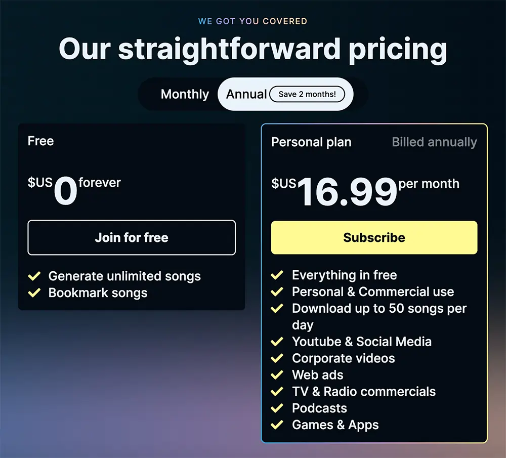 Soundraw AI music pricing